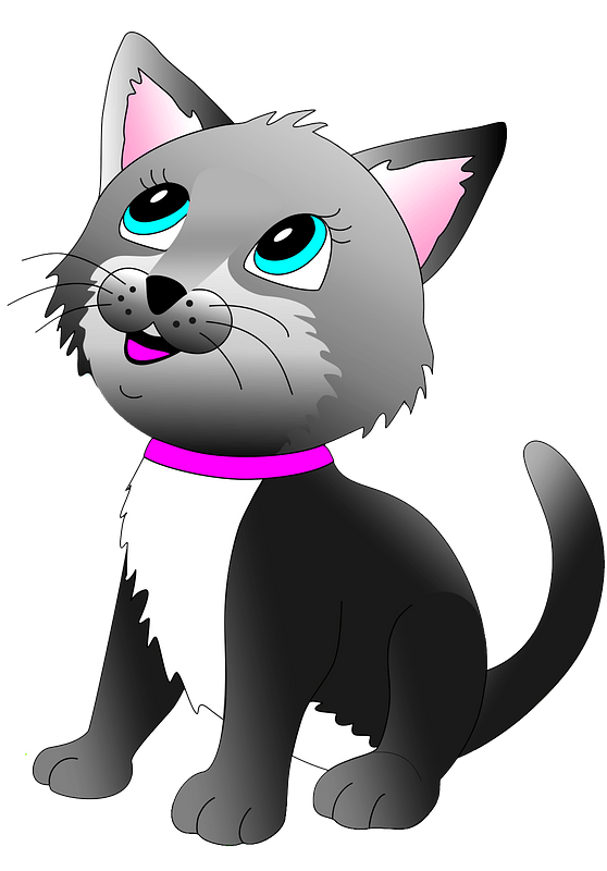Cartoon grey kitten