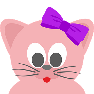 Cartoon cat with hair bow