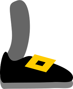 Black shoe grey leg right
