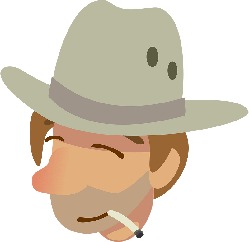 Grey hat hairy cigarette head