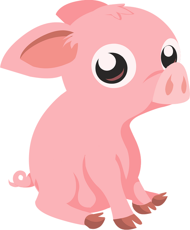 Sitting cute pink pig