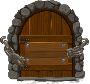 Brown wooden castle door