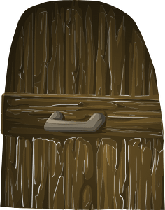 Brown wooden castle door