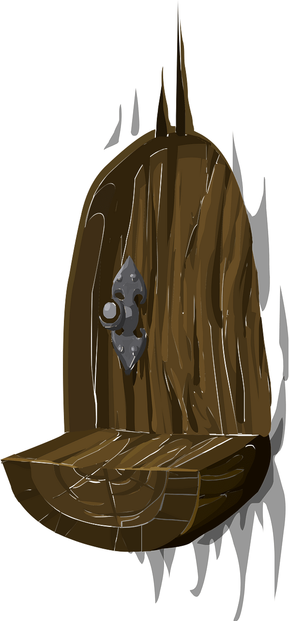 Brown wooden castle mini door left