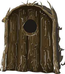 Brown wooden castle window door