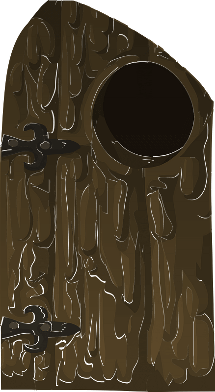 Brown wooden log castle door