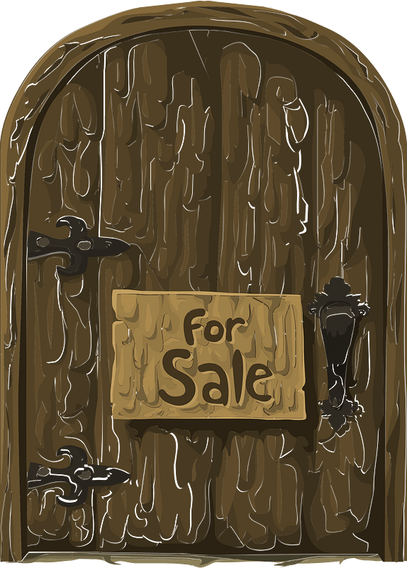 Brown wooden log castle for sale door