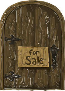 Brown wooden log castle for sale door