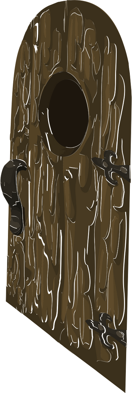 Brown wooden log castle window door