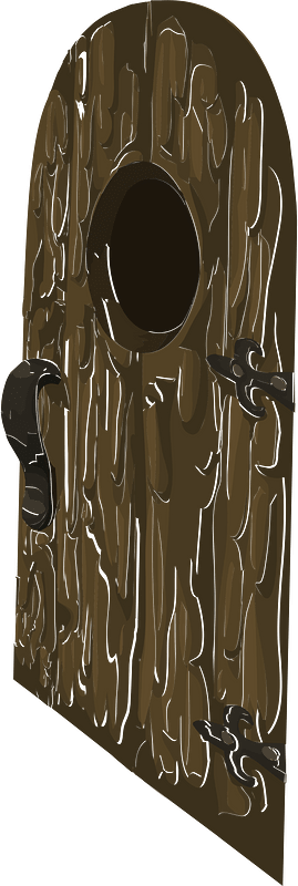 Brown wooden log castle window door