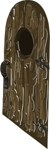 Brown wooden log castle window door