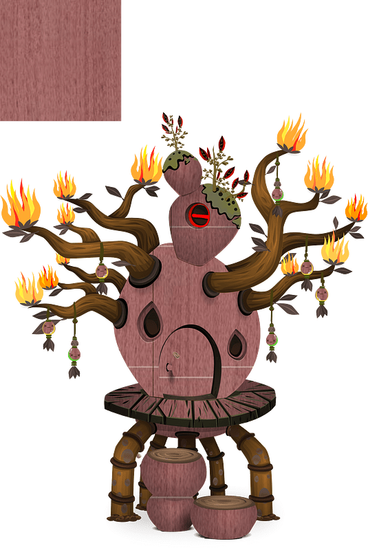 Weird fire tree fantasy house