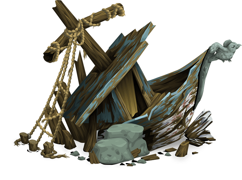 Wooden brown shipwreck