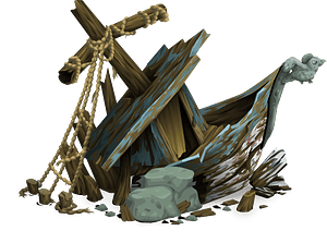 Wooden brown shipwreck