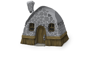 Fantasy npc three characters near house