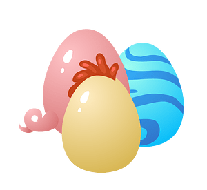 Fantasy npc three colored eggs