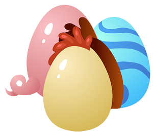 Fantasy npc three colored eggs