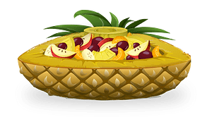 Yellow frout slices half pineapple