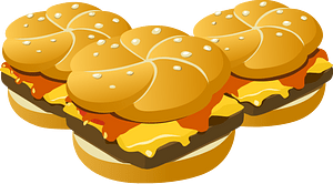 Three hamburgers burger