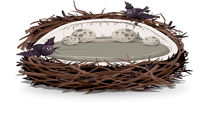 Grey brown birds eggs nest fantasy bed