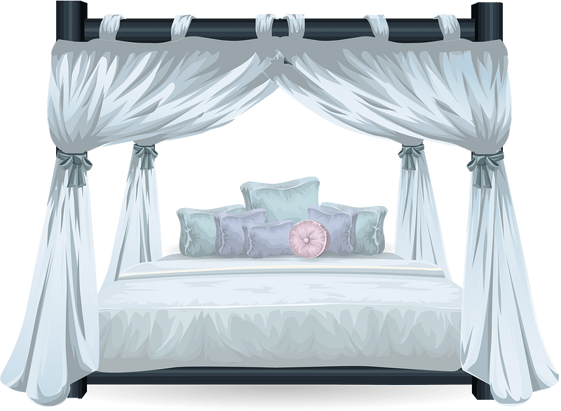 White transparent curtains bed