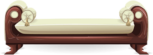 Dark red wood cream cushions bench