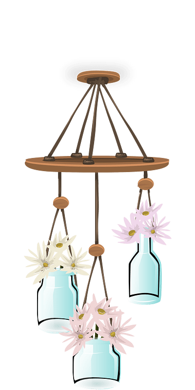 Hanging jars of flowers ceiling decor