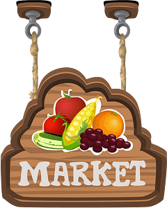 Market sign ceiling decor