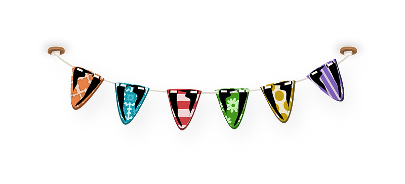 Triangular flags ceiling decor