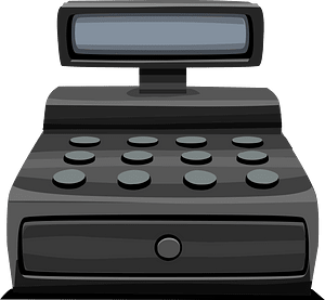 Black simple cash register table decor