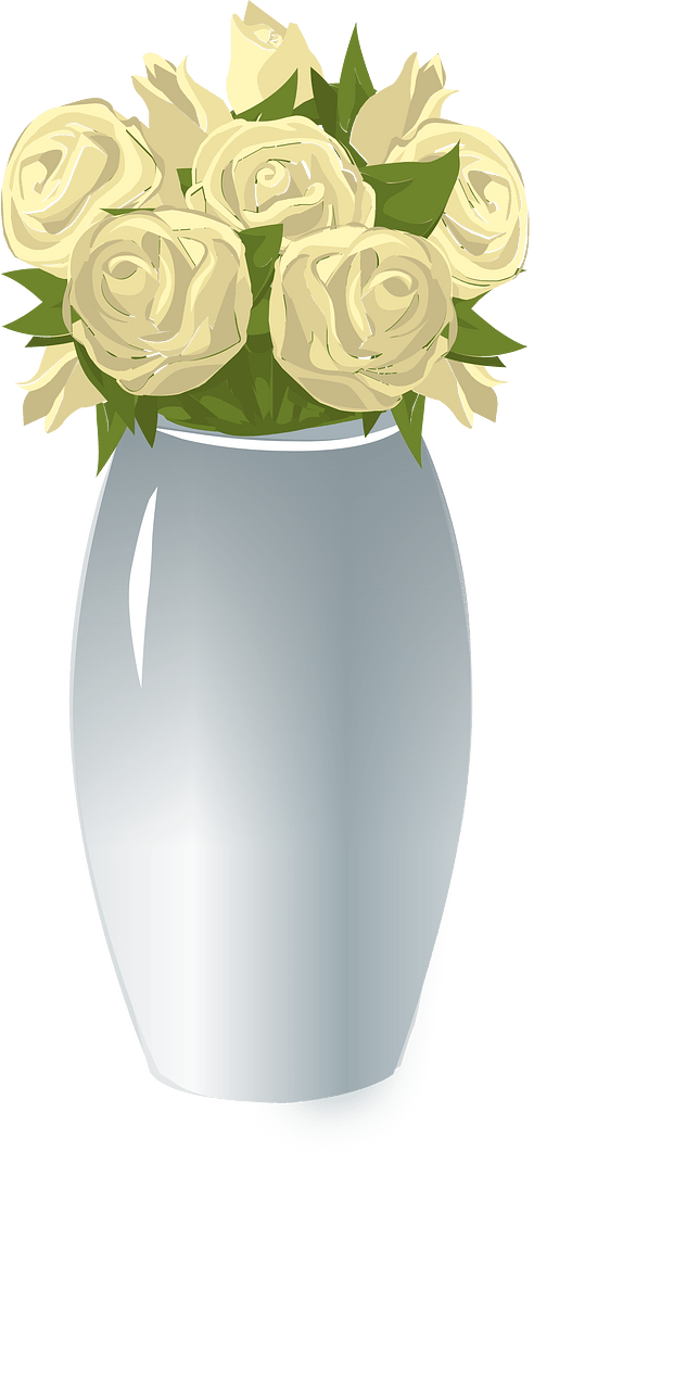 Vase of buttercup roses