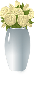 Vase of buttercup roses