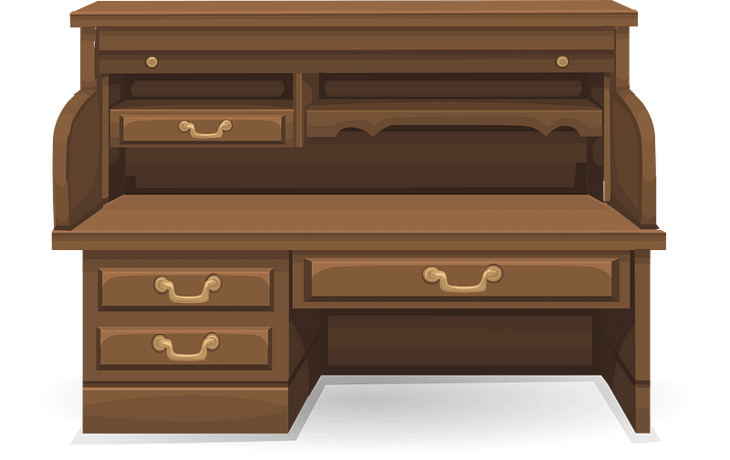 Brown rolltop desk