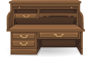 Brown rolltop desk