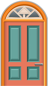 Color orange wooden door