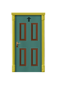 Color painting yellolw blue door
