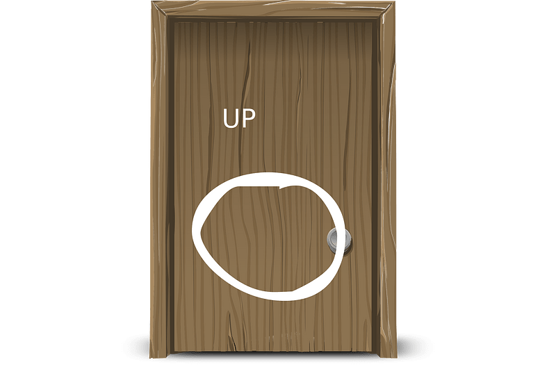 White circle wood brown door