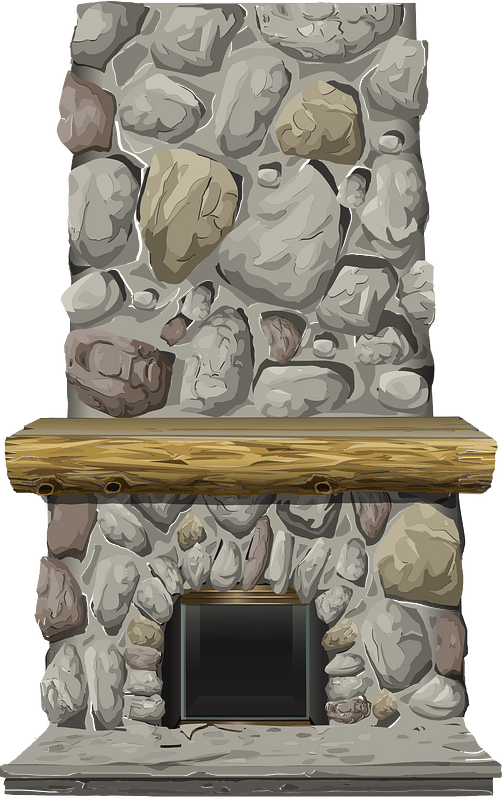 High grey fireplace