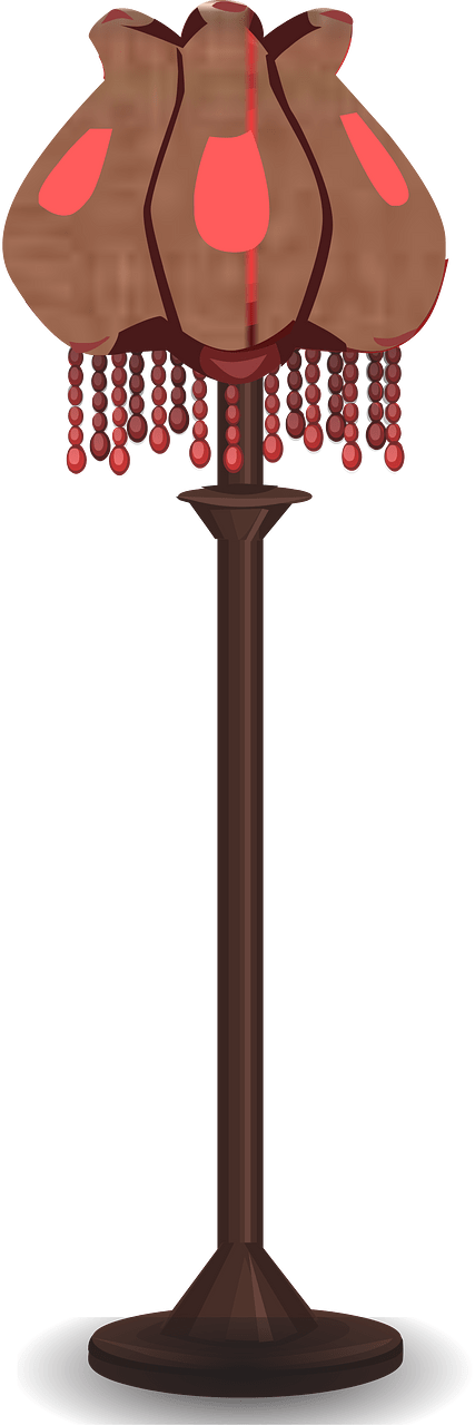 Red shade floor lamp