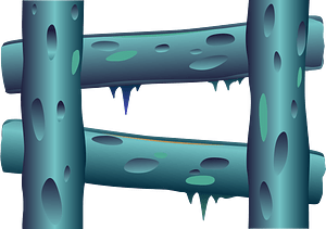 Blue log ladder