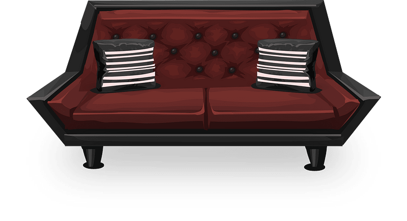 Dark red quilted loveseat