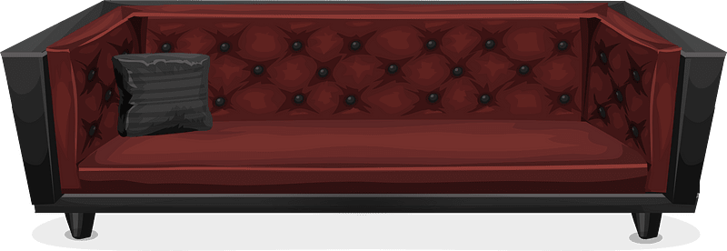 Red quilted sofa