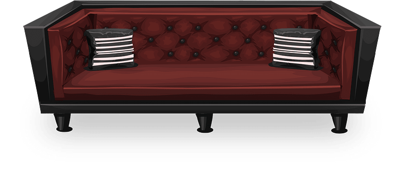 Red quilted sofa