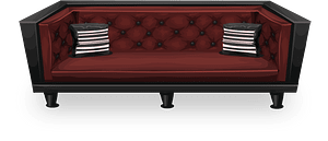 Red quilted sofa