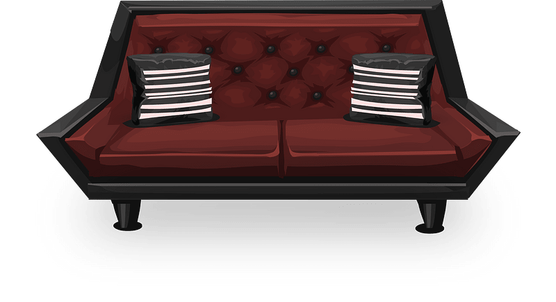 Red quilted sofa