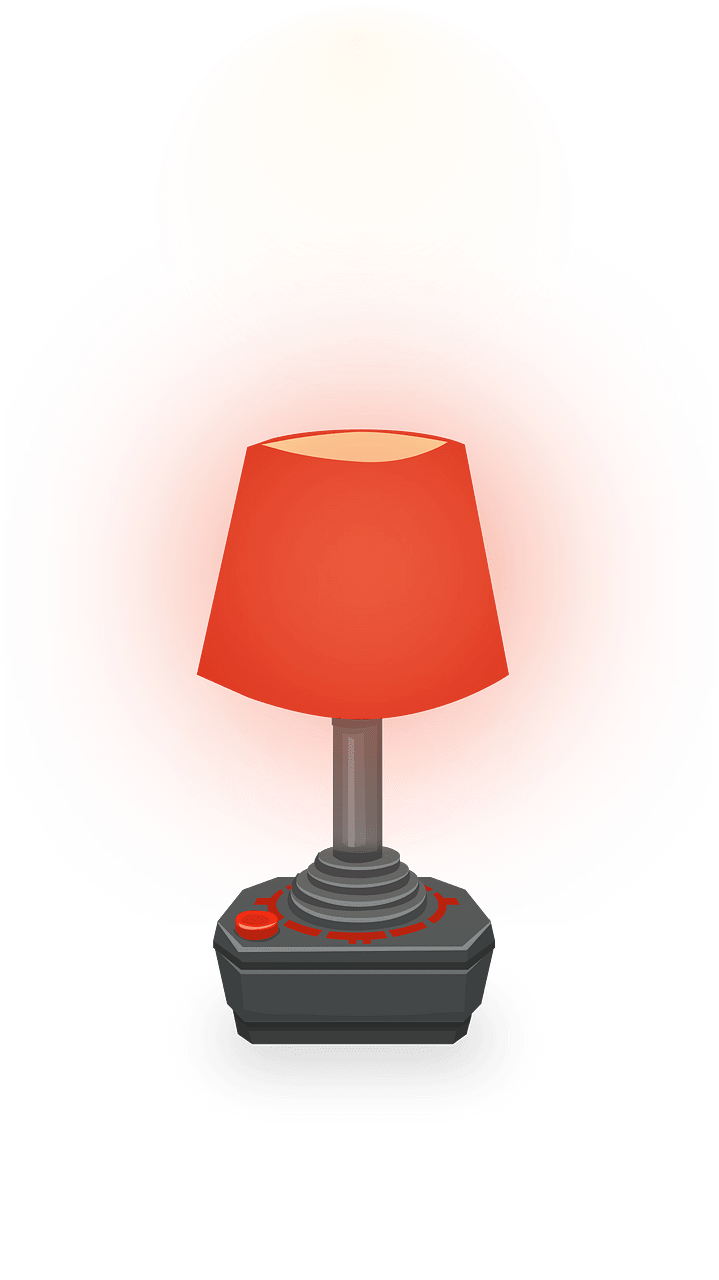 Red joystick table lamp