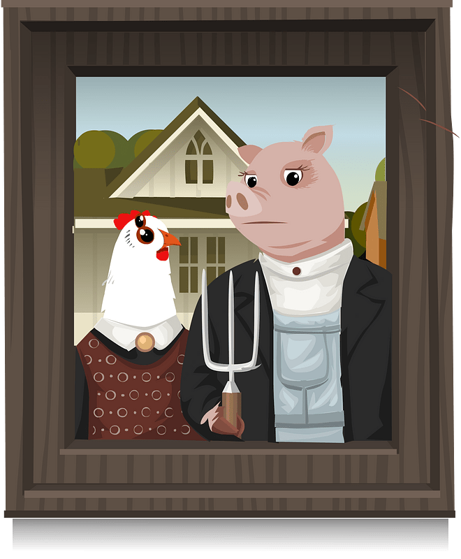 Wall decor american gothic painting