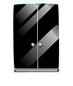 Black stripes glass cabinet