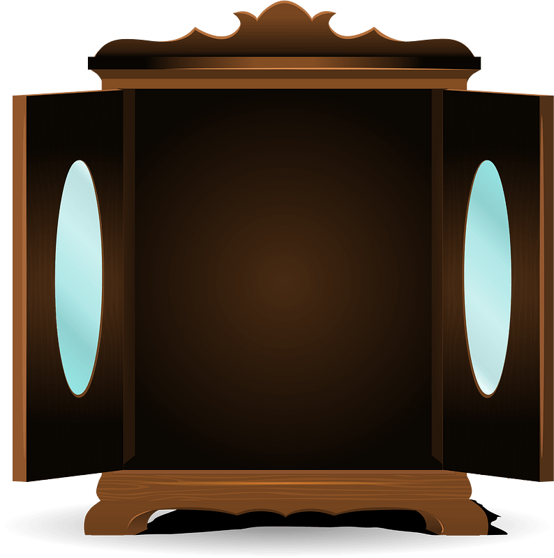 Brown open doors cabinet