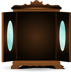 Brown open doors cabinet
